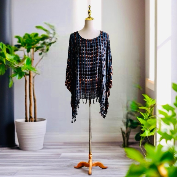 0094/ Oversized  Dark Grey Tie Dye Poncho - Picture 5 of 8